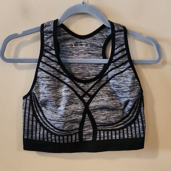 Livi Active 22-24 Gray and Black Sports Bra with Racerback - Picture 1 of 5